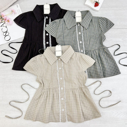 Plaid Pattern Collar Top